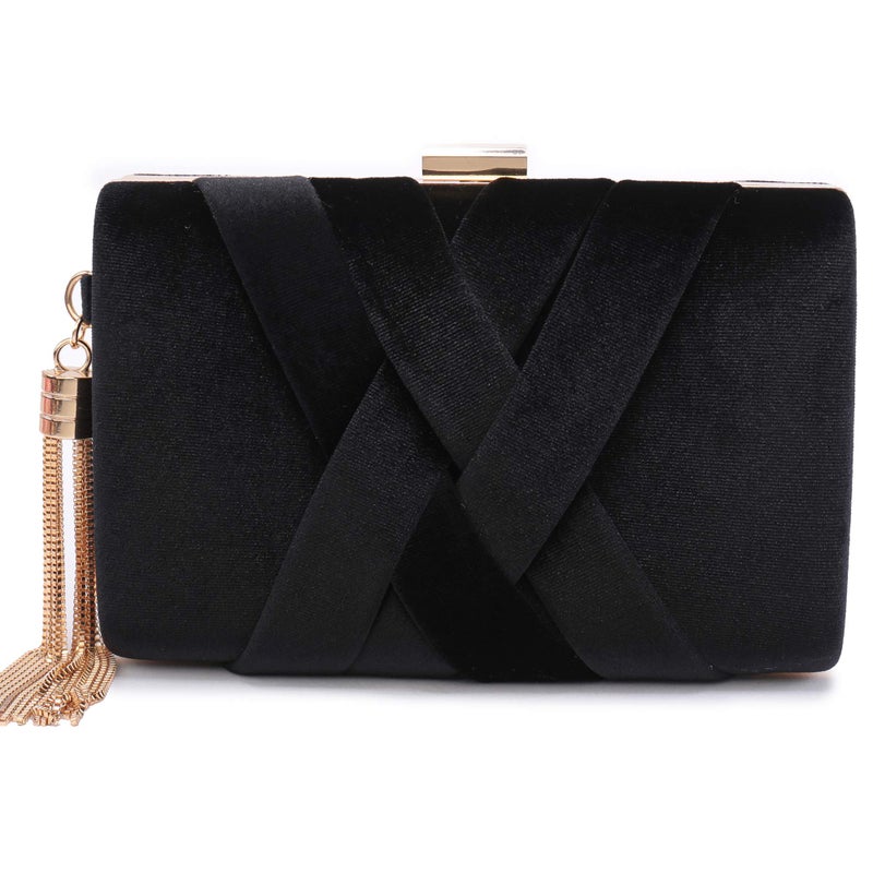 CARIEDO Velvet Evening Clutch Purse for Women â€“ Bridal Wedding Guest Bag, Elegant Gift for Bride Family, Black Tie Events & Formal Occasions - Image 1